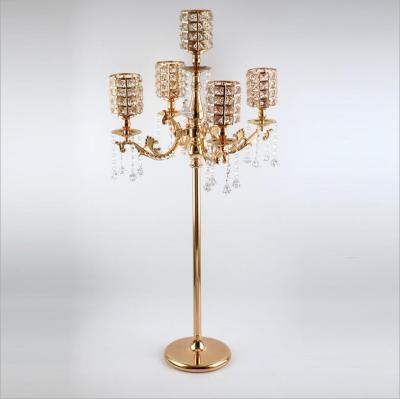 China Wedding Decoration Tall Gold Metal Wedding Candelabra For Table Centerpiece for sale