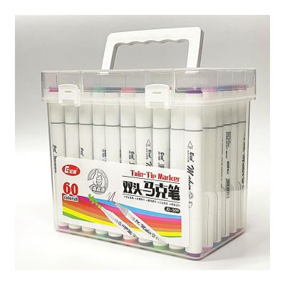 China Set Marcadores Kawai No Toxic Alcohol Based Brush Marker Pen In Fabric Bag Packing OEM 60 Pcs Colored Permanent Free 48colors/box; 60colors/box for sale