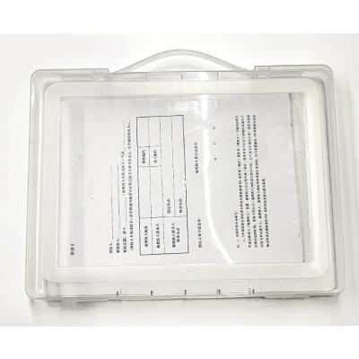 China Portable clear file bag plastic document box with handle made in China 35.6*26.6*3.5cm for sale