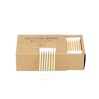 China Dispoable AMZ Explosion 200 Sticks Cotton Swab Cotton Swab Cotton Swab Packing Paper Box Bamboo Cotton Pad for sale