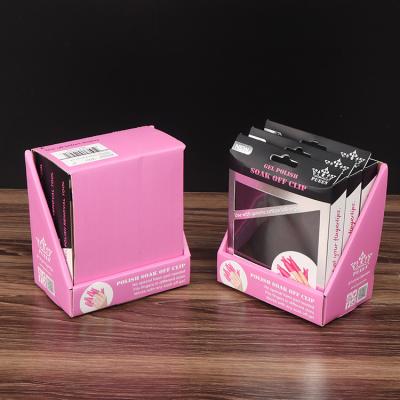 China Nail paper card shaped packaging box, customized beauty product display box, customized cosmetics corrugated paper color for sale