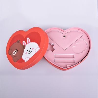 China Heart shaped Romantic Lovely Valentine's Day Series Paper Gift Box Customized Jewelry Necklace Transfer Beads Packaging for sale