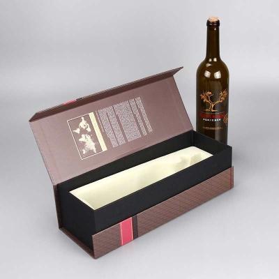 China Book type single red wine box wine packaging box exquisite red clamshell gift box gray plate wine box customization for sale