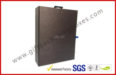 China Embossed Black Fake Leather Square Luxury Gift Boxes , Silver Hot Stamping Fake Fur packaging for sale