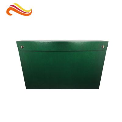 China Leather Paper Material Magnet Folder Box , Green Color Office Storage Box for sale