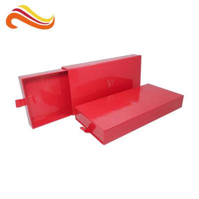 China Handmade Glossy Lamination Gift Packaging Drawer Boxes durable With Hot Stamping for sale