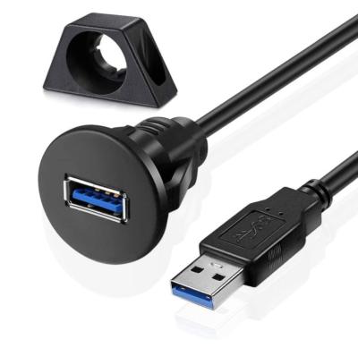 China 3AM Black 1M Auto Car Stored AF Male USB to Small USB 3.0 to AUX Extension Cable. flush panel mount female for car for sale