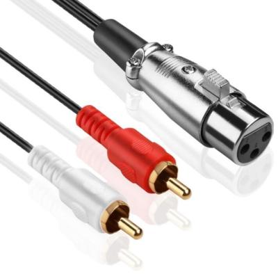 China Microphone Dual 2 RCA Male Plug To Female XLR Adapter Splitter Patch Cable Audio for sale