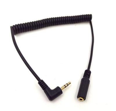 China Car 5Ft Gold Plated 3.5MM Male To AUX Audio Stereo. Female Input 90 Degree Spring Coiled Extension Cable Spiral Black for sale