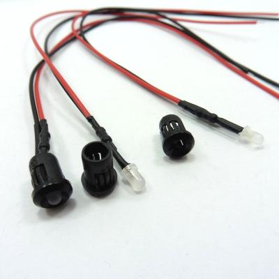 China 12V 3mm Electronic LED Diode Light 20cm Cable Pre Wired Milky With Plastic Backing for sale