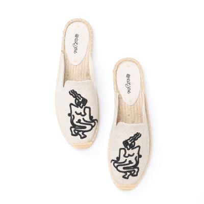 China Fashion personality embroidery half-pack summer breathable slippers wholesale non-slip ladies flat sneakers for sale