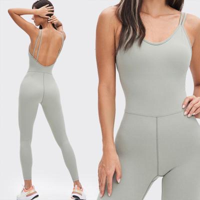 China Breathable Sports Fitness Yoga Set Women One Piece High Quality Nylon Stretch Butt Lift Gym Compression Rompers Yoga Overalls for sale