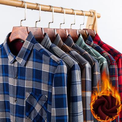 China 2022 anti-pilling fashion middle-aged shirt business double-sided shirt thick warm plaid casual shirt men's shirt men's wholesale for sale