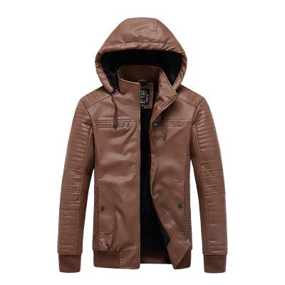 China Waterproof 2022 Men's Winter Motorcycle Solid Color Jacket Fashion Thickened Leather Custom Men's Retro Jacket for sale