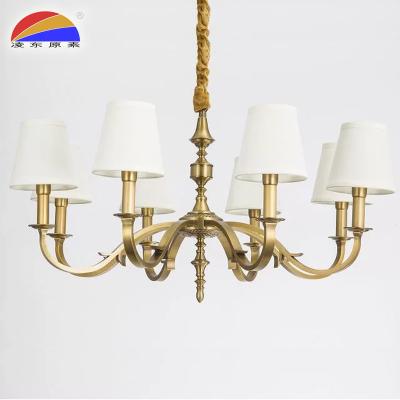 China 8 Lamps Fabric Chandelier Brass Pendant Lights Home Rustic Fit E14 LED Bulbs for sale