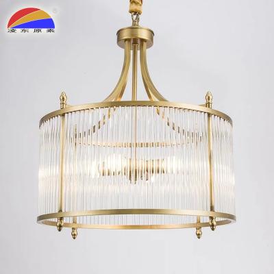 China Modern 4 Head Copper Pendant Light Fit E14 LED Brass Crystal Lamp For Hotel Home Restaurant for sale