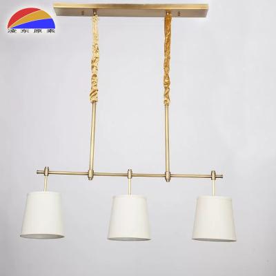 China Modern 3 Light Copper Fabric Pendant Lighting Light With E14 Socket For Dining Room for sale