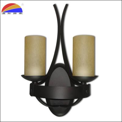 China Modern Indoor Glass Wall Sconce Iron Lamp Double Light Fit E26 Or E27 Bulbs For Home Hotel for sale