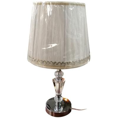 China Modern Iron Crystal Table Lamp Reading Light With T/T Fabric Shade Fit E26 Or E27 Led Bulb For Hotel Home Office for sale