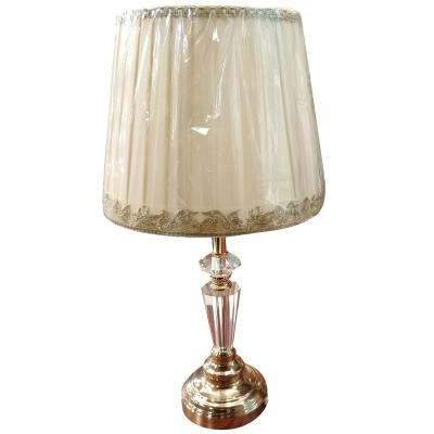 China Modern iron crystal stand fabric table lamp light fit E26 or E27 led bulb for hotel home office for sale