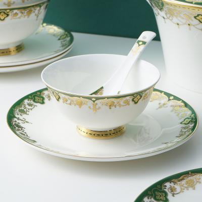 China New Bone China Viable Fine Luxury Dinner Set For 12 European Royal Bone China Porcelain for sale