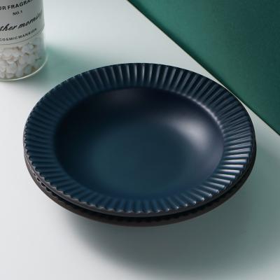 China Green Nordic Malachite Dishes Sustainable Minimalist Dish Matte Plates Stoneware Ceramic Plate for sale