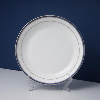 China Decal Sustainable Blue European Style Bone China Luxury Dinnerware Plates Bone China Dish for sale