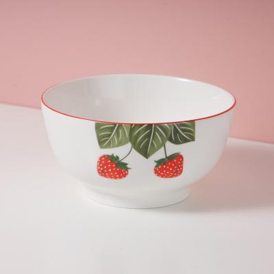 China Wholesale Price Viable Pattern Strawberry 7 Inch Ceramic Soup Bowl Bowls Ceramic Rice Bowl for sale