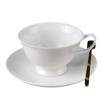 China Viable Wholesale Hotel and Restaurant White Tea Cup Custom Logo Tea Cup and Saucer Set for sale