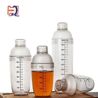 China Promotion Gift OEM Brand Viable Transparent Plastic Personalized Cheap Cocktail Shaker for sale