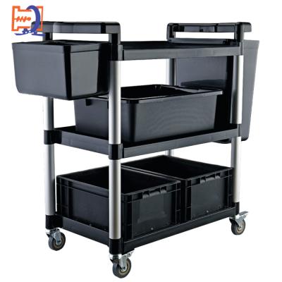 China Hotel Commercial Hospital Trolley Cleaning Trolley 90 Degree Legs 5 Bins 3 Layer C001 for sale