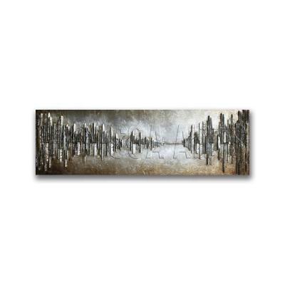 China China Abstract 3D Cityscape Cool Iron Metal Wall Painting Art for sale