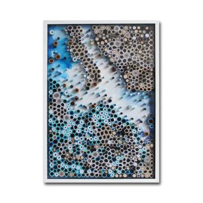 China Contemporary Blue Abstract 3D Artwork Living Room Decor Wall Paper Art for sale