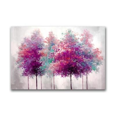 China Abstract Handmade Colorful Trees Oil Painting For Living Room Decor for sale