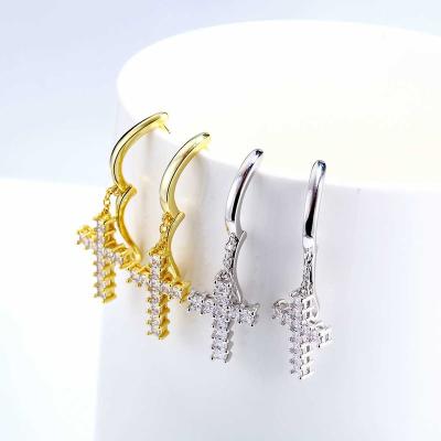 China Hiphop Wholesale Cross Fashion Jewelry Earrings Women Customization Dangle Sterling Silver Diamond Stud Earrings for sale