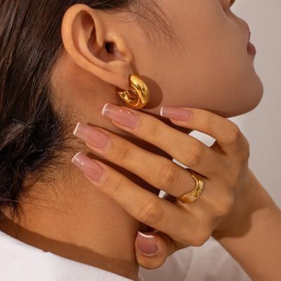 China TRENDY Fashion Luxury Stainless Steel With Women's Hoop Earrings 18K PVD Gold Plated Wholesale for sale