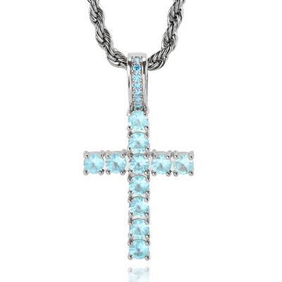 China Hiphop Cross Hip-Hop Mosaic Diamond Pendant Necklace VVS 925 Silver Fashion Bestseller Trendy jesus cross pendant custom necklace for sale