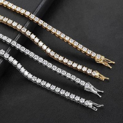 China Hiphop Moissanite Tennis Chain & Bracelet Wholesale Factory Price Iced Out 2mm 3mm 4mm 5mm 6.5mm VVS 925 Sterling Silver for sale