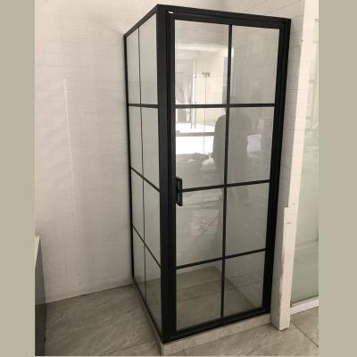 China Contemporary European Design Black Frame Square Shower Enclosure With Pivot Door for sale