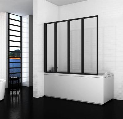 China Contemporary Single Tub Folding Shower Screen With Black Frame for sale