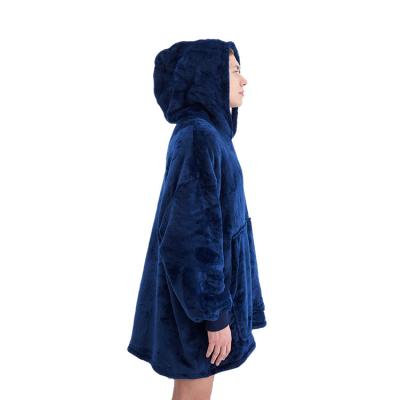 China Anti-Static Custom Hooded Blanket Sherpa Hoodie Oversized Blanket for sale