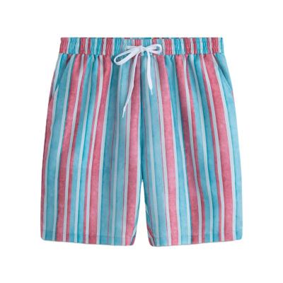 China Custom Made Anti-Wrinkle Plus Size Casual Polyester Big Size Stripe Holiday Beach Shorts Quick Dry for sale