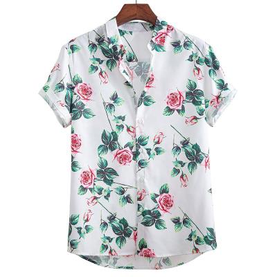 China Latest 2022 summer custom anti-pilling shirt designs causal floral print short sleeve shirts for men for sale