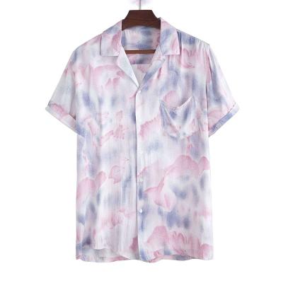 China 2022 China Factory Hot Sale Wholesale Anti-pilling Lapel Art Pattern Full Print Men's Short Sleeve Shirts for sale