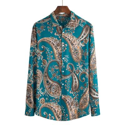 China Luxury Mens 3d Paisley Custom Printing Full Sleeve Anti-pilling Printed Shirt Buttons For Men for sale