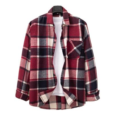 China Anti-pilling casual custom above waist button down winter plaid classic flannel full sleeve shirt for men for sale