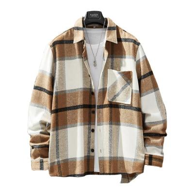 China Anti-pilling high quality hot sale autumn and winter warm plaid long sleeve shirt for men for sale