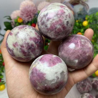 China China wholesale natural crystal pink tourmaline quartz ball gemstone sphere for decoration unicorn for sale