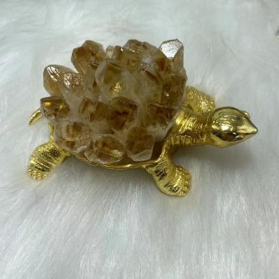 China China Turtle Crystal Crafts Crystal Animal Stones Crystal Statue Tortoise Healing Natural Citrines for sale