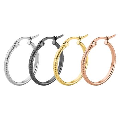 China 2021 Custom Gold Plated Textured Circle Earrings CLASSIC Circle Earrings Woman Jewelry Earring 316 Stainless Steel Stainless Steel for sale